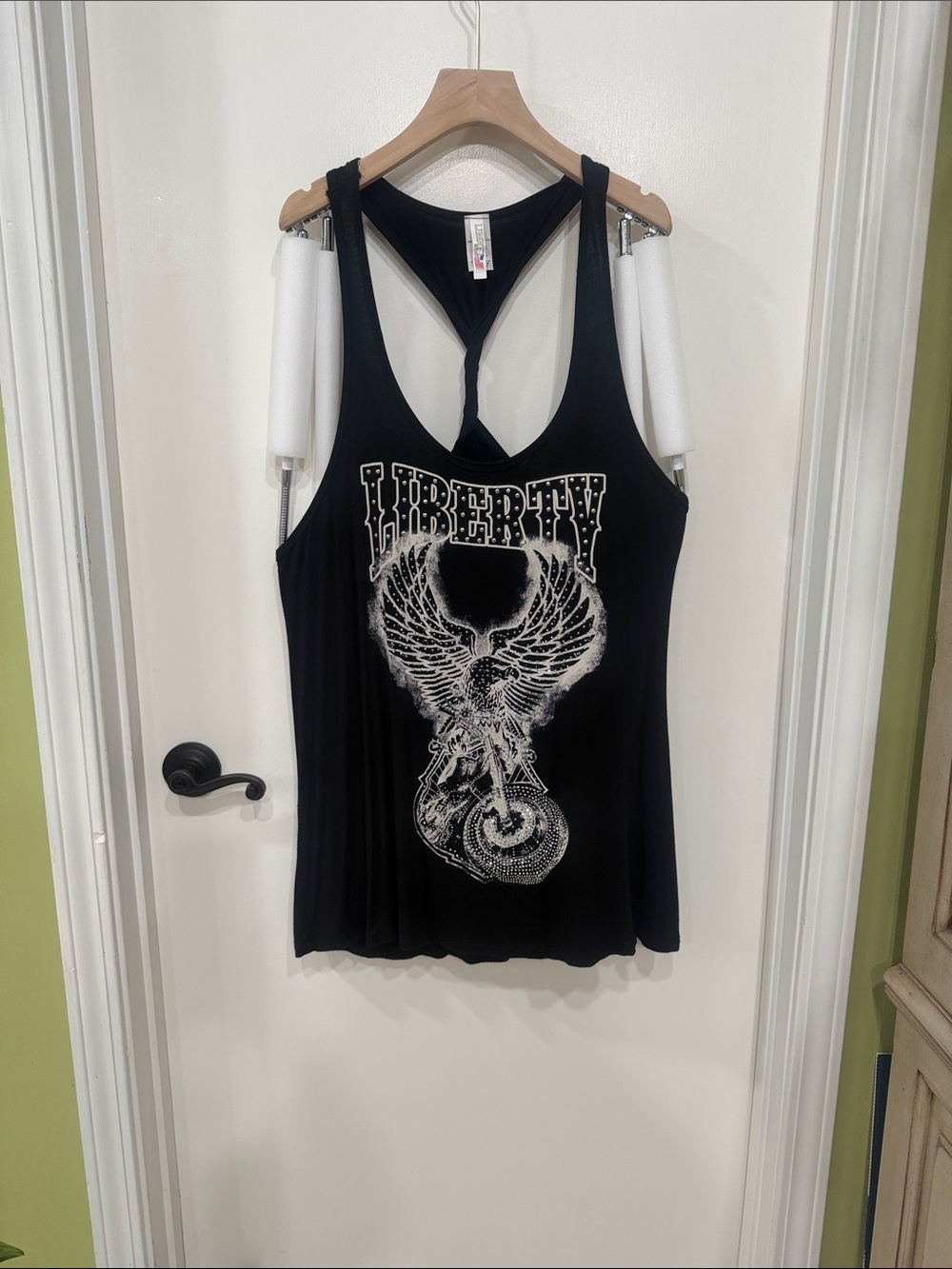 liberty Black Graphic Eagle Racerback Tank